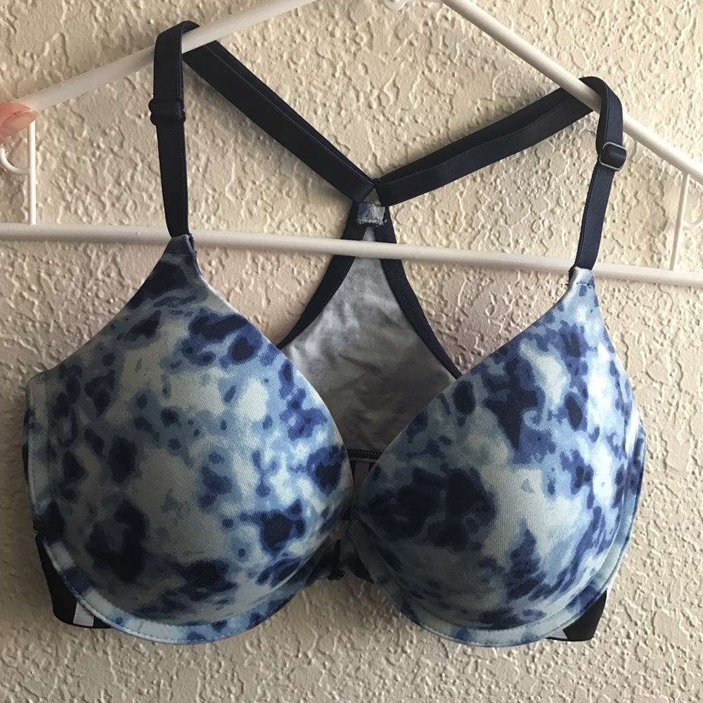 Victoria's Secret PINK Blue Tie-Dye Racerback Bra