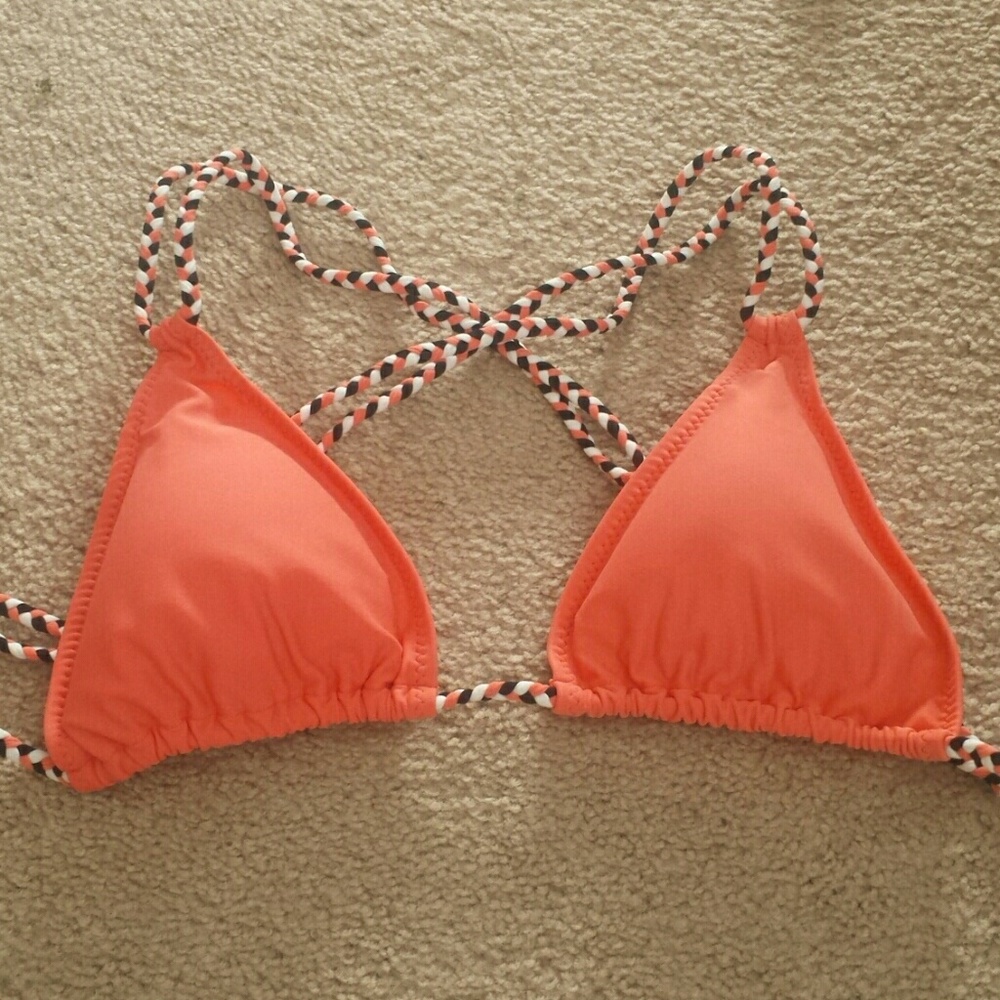 Coral triangle top with braided straps