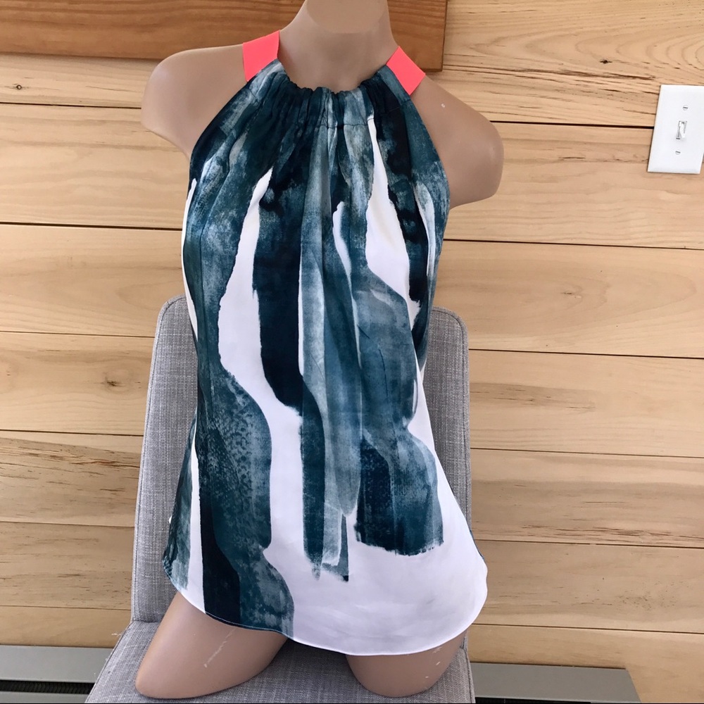 Artful silky tank with color pops