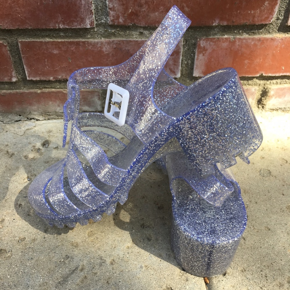Clear Glitter Jelly Sandals