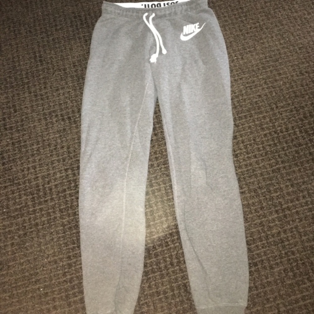 Grey Nike sweatpants.
