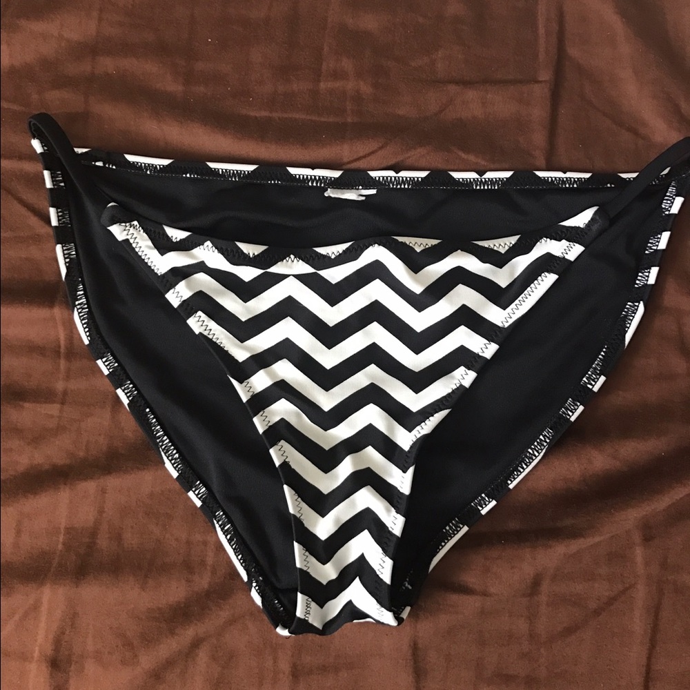 Striped Bikini Bottoms with Strap
