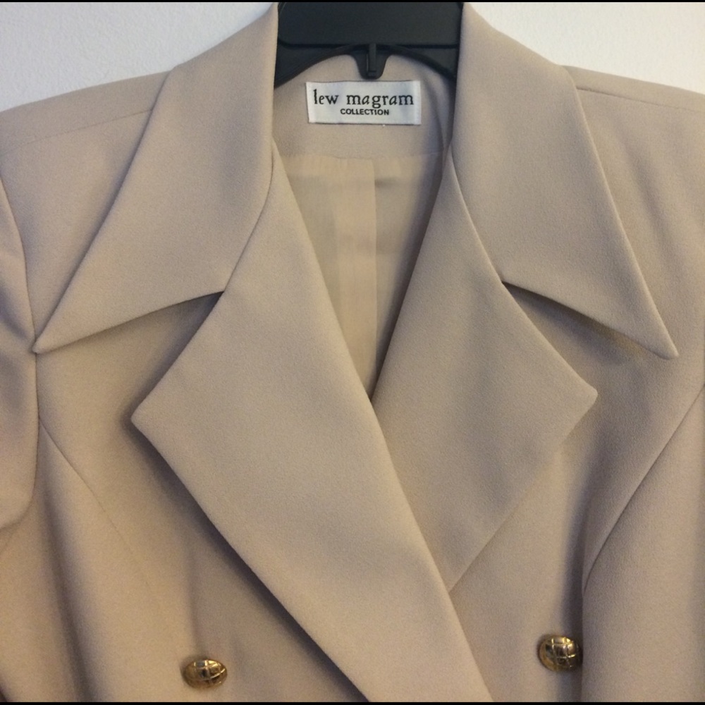 Lew Magram Collection cream neutral blazer career business suit Jacket Coat - Picture 3 of 6