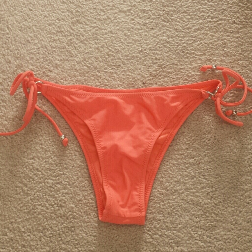 Coral side tie bikini bottom
