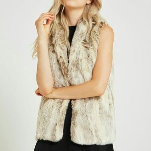 BCBGeneration Beige Faux Fur Vest NWT