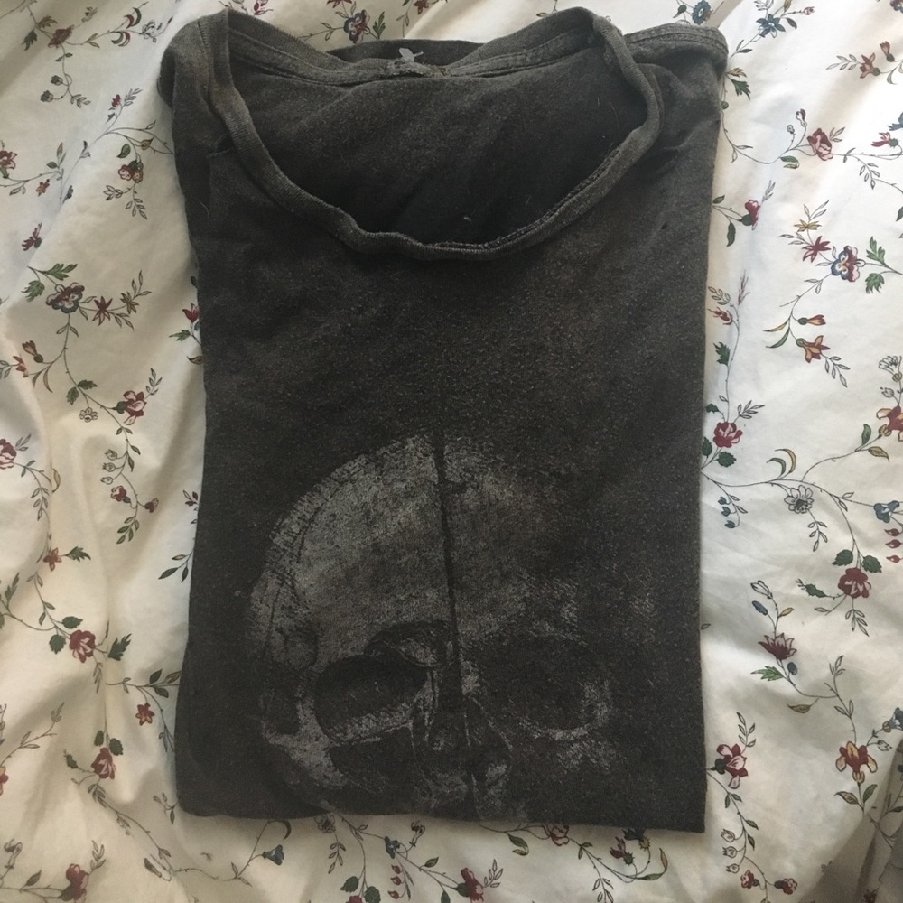 Brandy Melville Distressed Skull Shirt