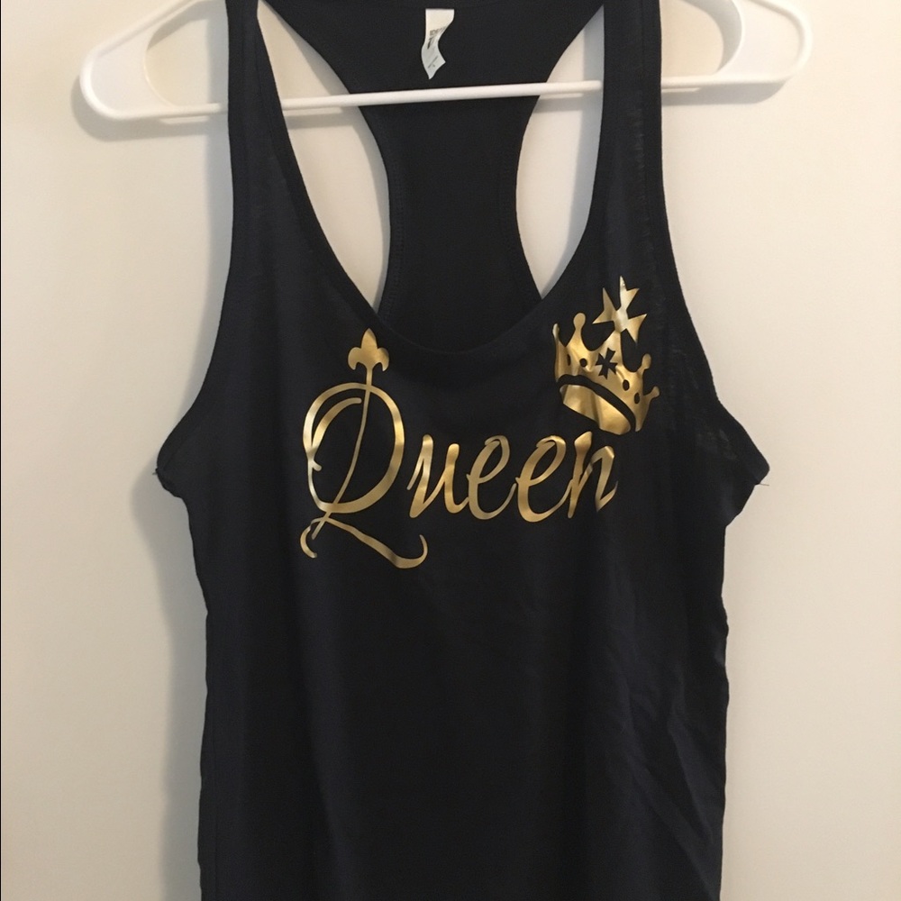 Queen tank black w/ gold writing