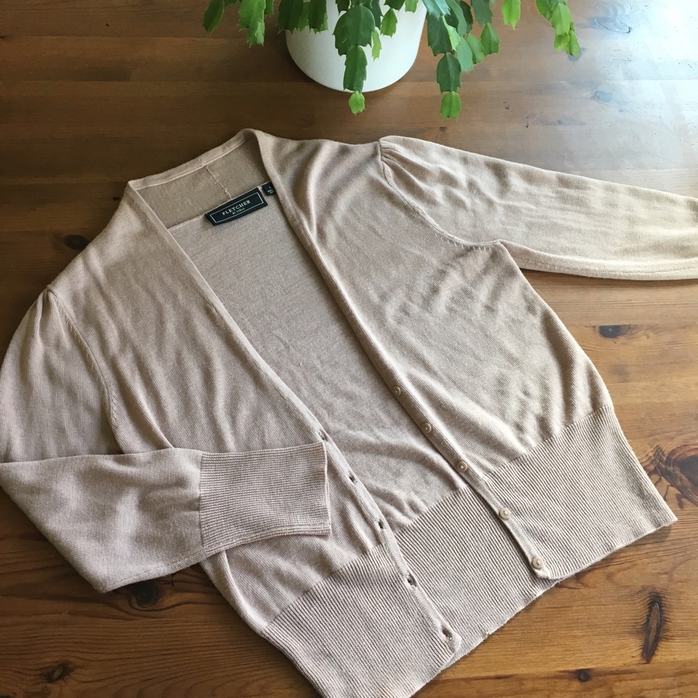 Nordstrom Cropped Knit 3/4 Sleeve Cardigan Size L