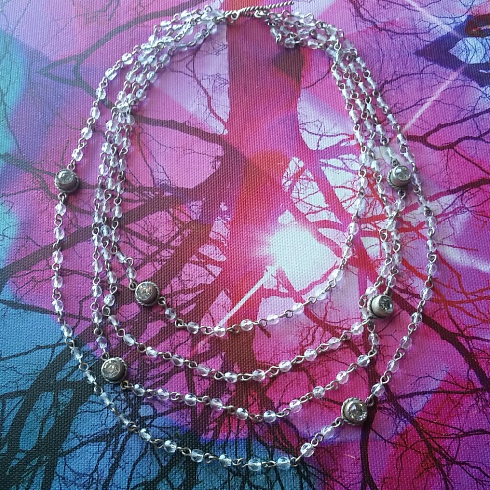 Silver Simple VSA Magdalena Necklace, Swarovski