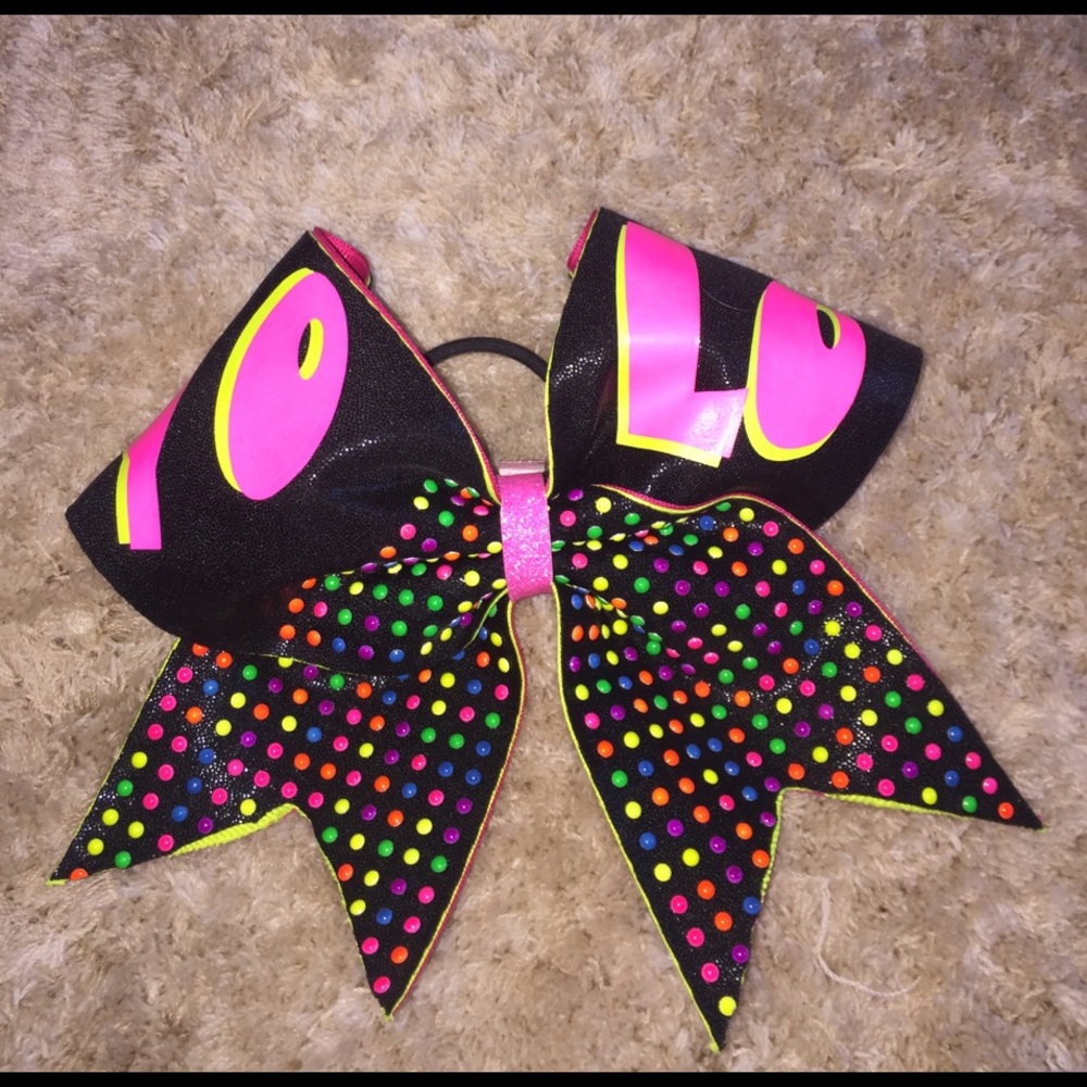 YOLO cheerleading bow