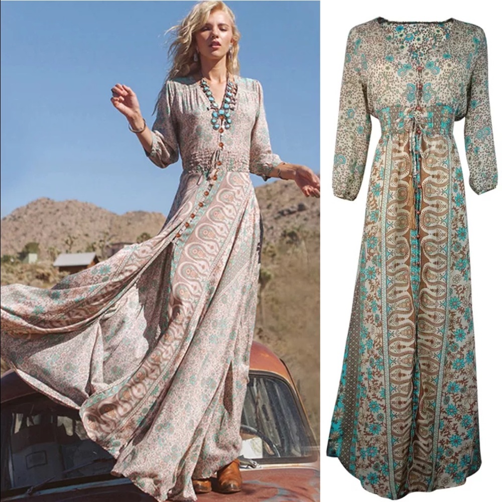 Sheer Chiffon Boho Summer Maxi Dress - Picture 3 of 4