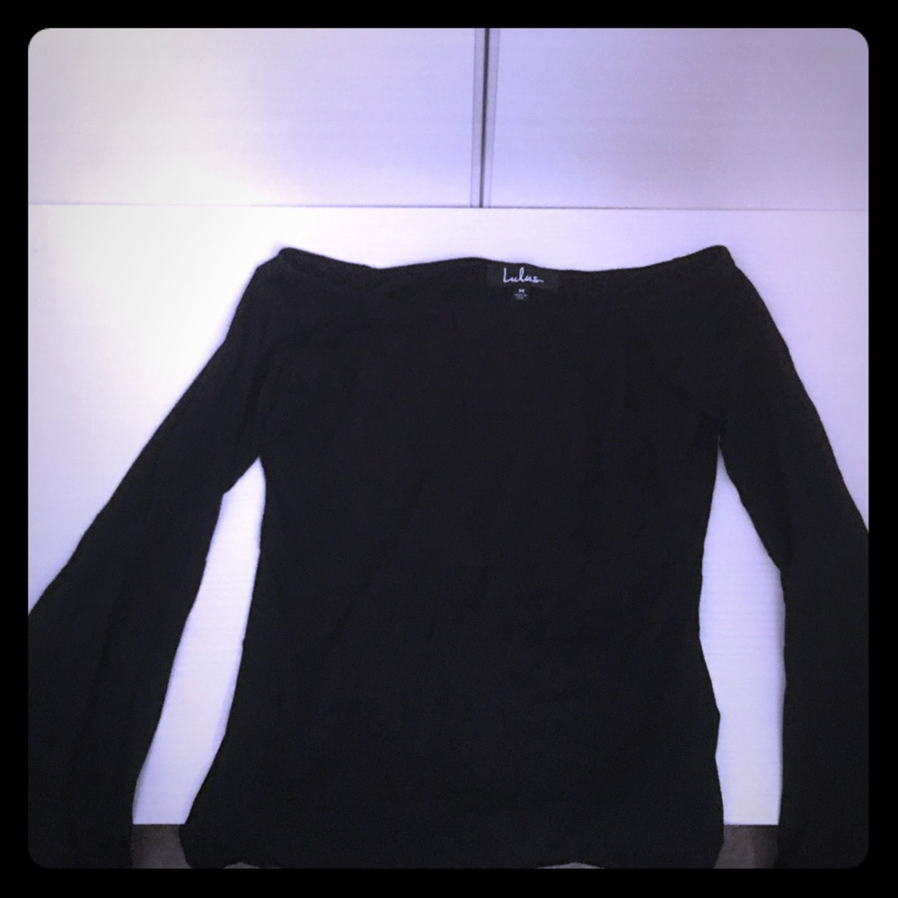 Lulus black bell sleeved off the shoulder top