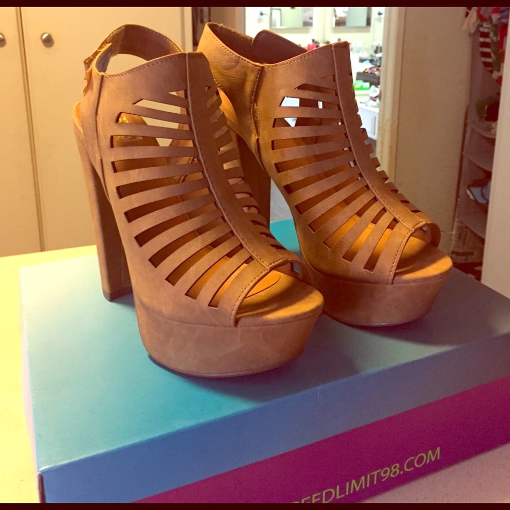 Tan strapped heels