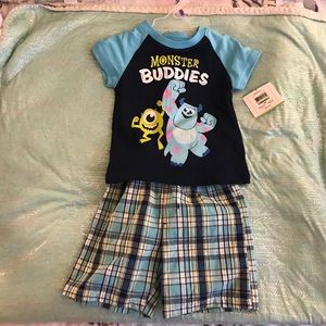 Monsters in shorts and shirt outfit