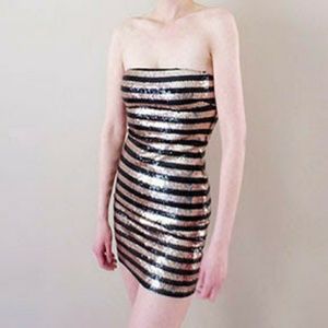 Forever 21 Gold + Black Sequin Bodycon Dress