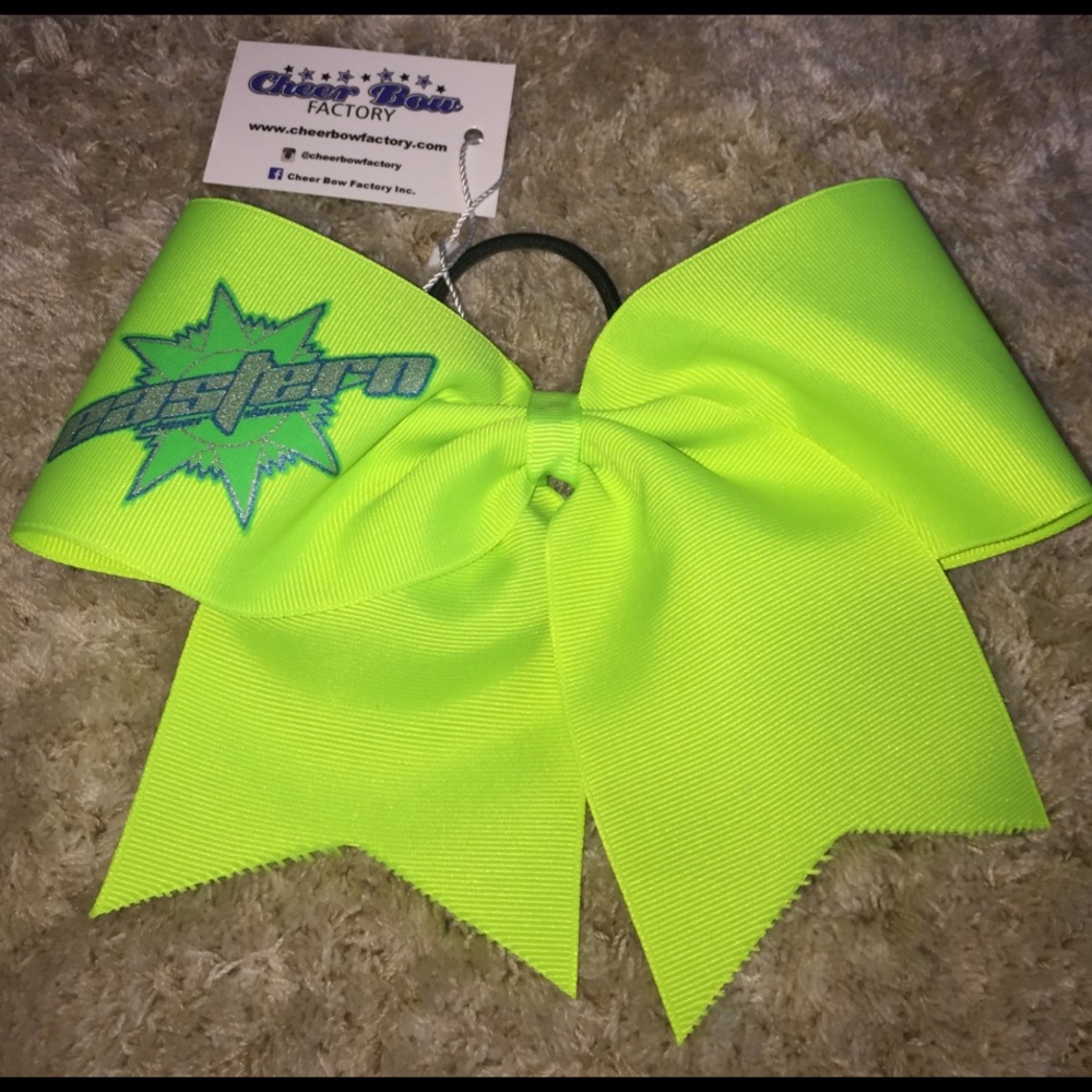 Neon yellow/green cheerleading bow