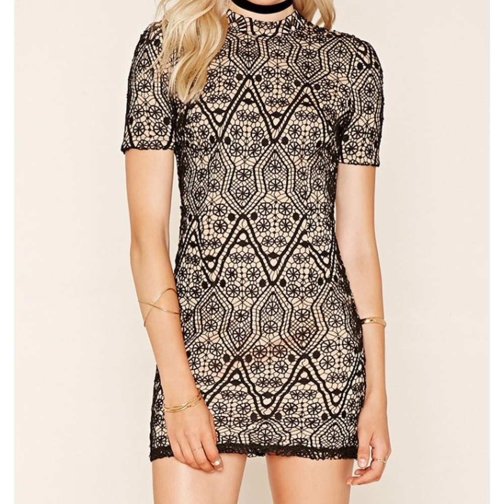 Lace black and nude dress size small