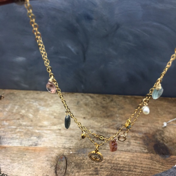 Sliced Diamonds 14k & 18k gemstone necklace - Picture 5 of 6