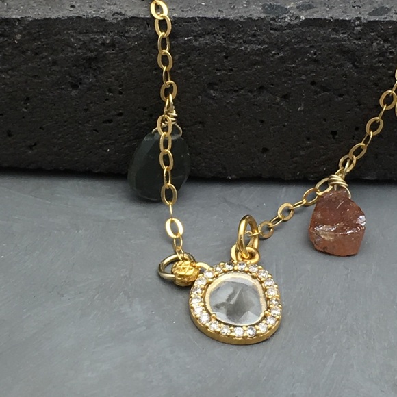 Sliced Diamonds 14k & 18k gemstone necklace - Picture 6 of 6