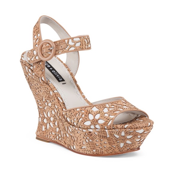 Alice + Olivia Shoes - Alice + Olivia Laser Cut Cork Wedge