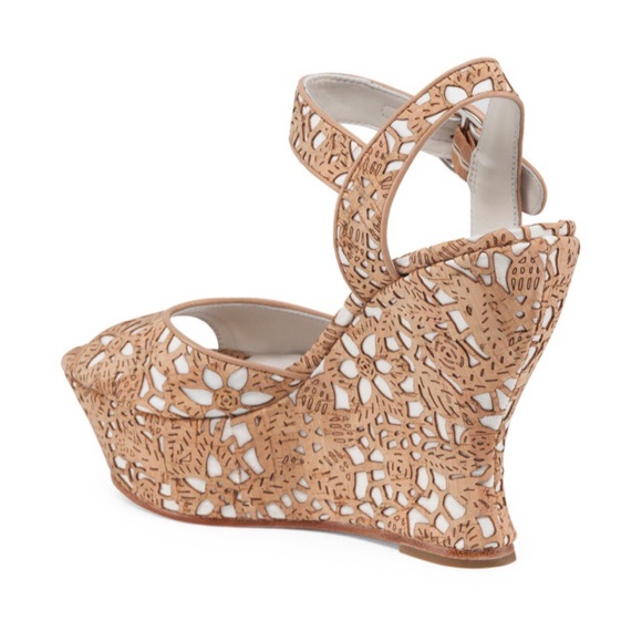 Alice + Olivia Laser Cut Cork Wedge - Picture 2 of 3