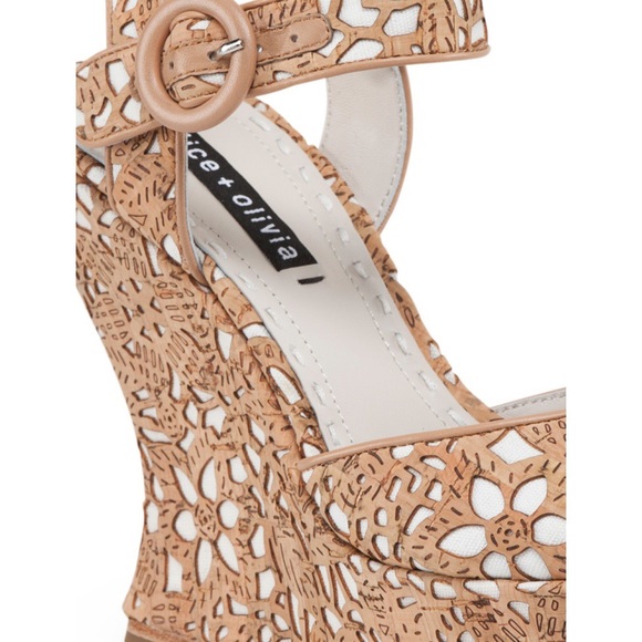 Alice + Olivia Laser Cut Cork Wedge - Picture 3 of 3