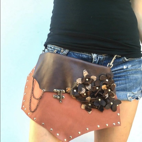 Leather boho flower purse four way. - Picture 2 of 4