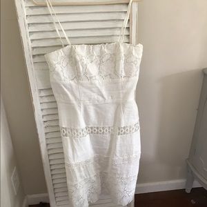 Laundry white dress strapless with lace detail