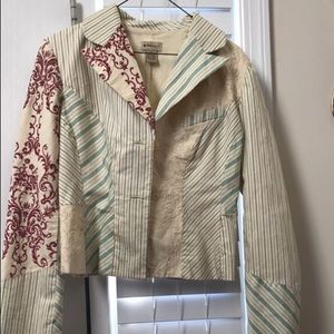 Beige and green striped blazer
