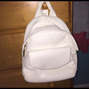Small White Leather Backpack
