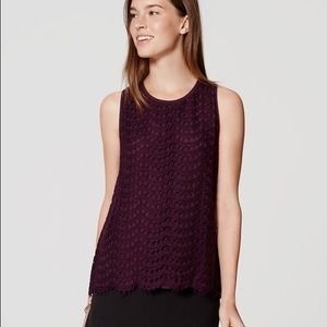 LOFT Scalloped Lace Shell NWT