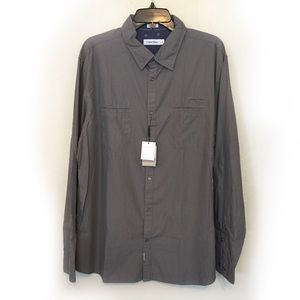 NWT Calvin Klein Grey Casual Button Down