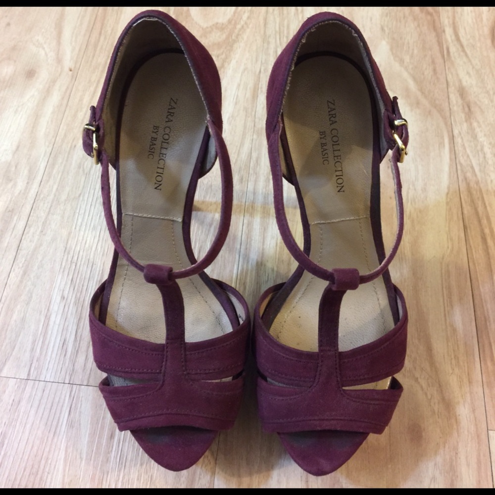 Zara Woman Purple Suede Shoes