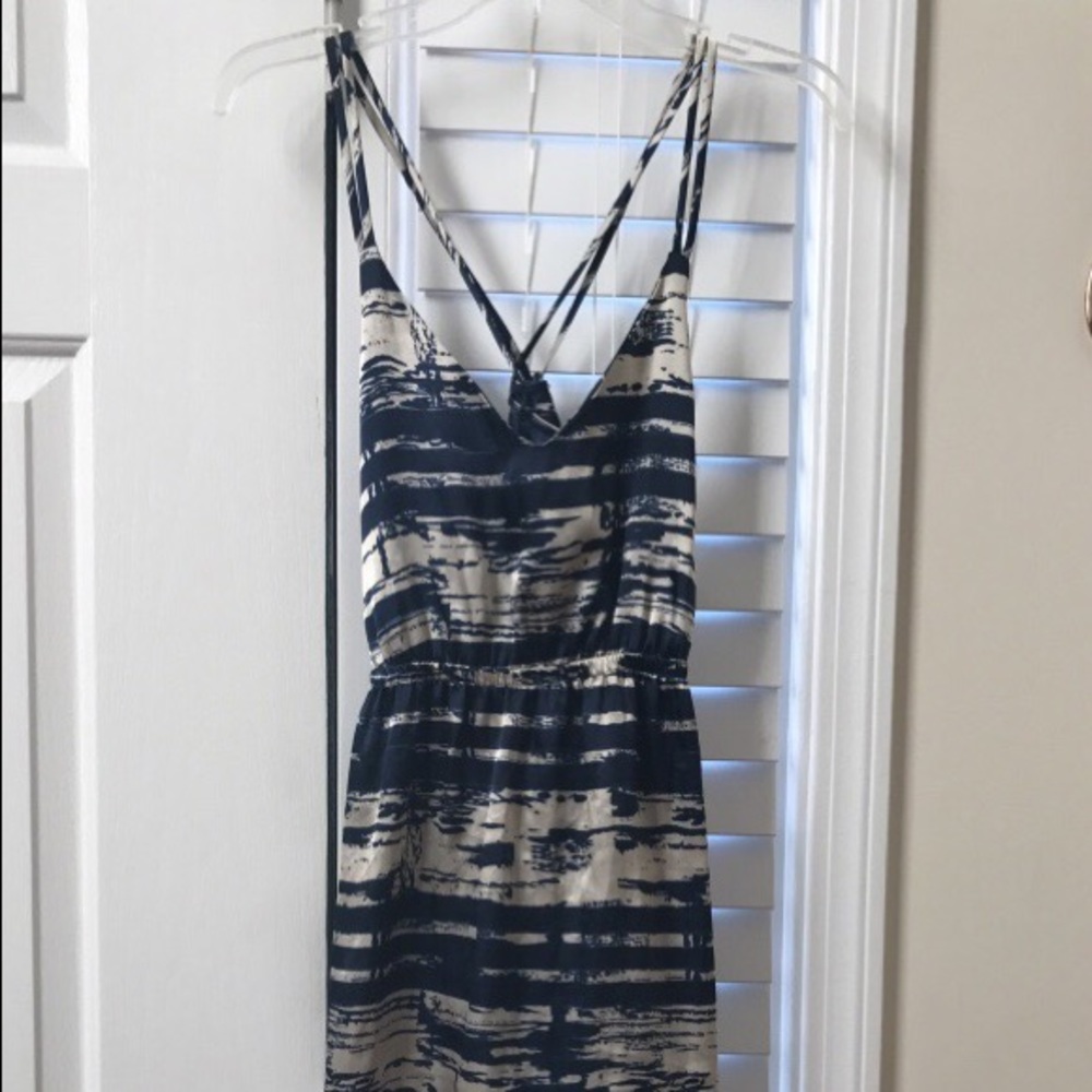 Blue and cream spaghetti strapped dress