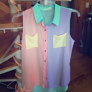 Multi-toned sheer tank