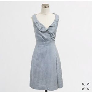 Jcrew Seersucker Ruffle Dress