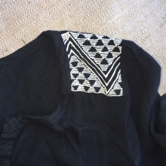 ROXY Boho Black and White Romper 3/4 sleeve - Picture 2 of 8