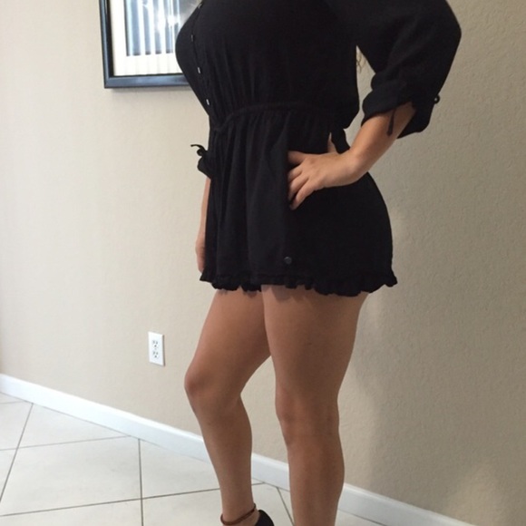 ROXY Boho Black and White Romper 3/4 sleeve - Picture 8 of 8