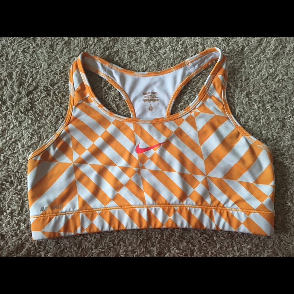 Orange & white Nike sports bra