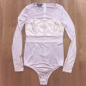 Blush Lace/Mesh Bodysuit