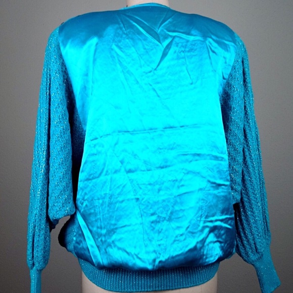 Vintage Turquoise Blue Beaded Butterfly Top - Picture 3 of 3