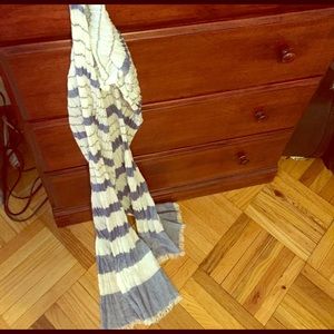 Blue and white striped scarf