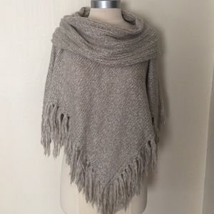 Light Grey Woven Mini Poncho