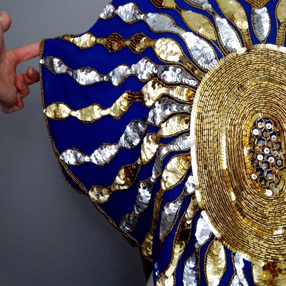 Gold & Silver Sequined Beaded Butterfly Top - Picture 2 of 3