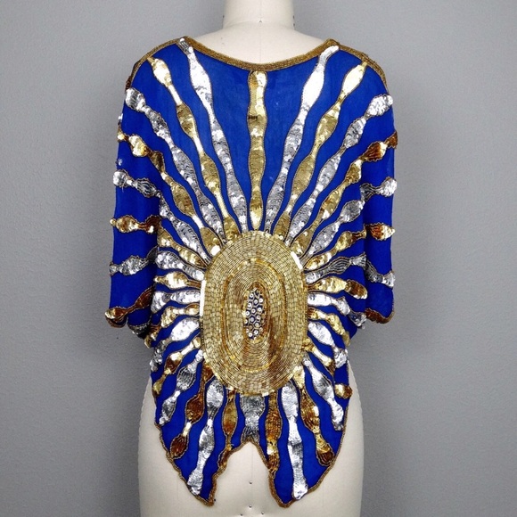 Gold & Silver Sequined Beaded Butterfly Top - Picture 3 of 3