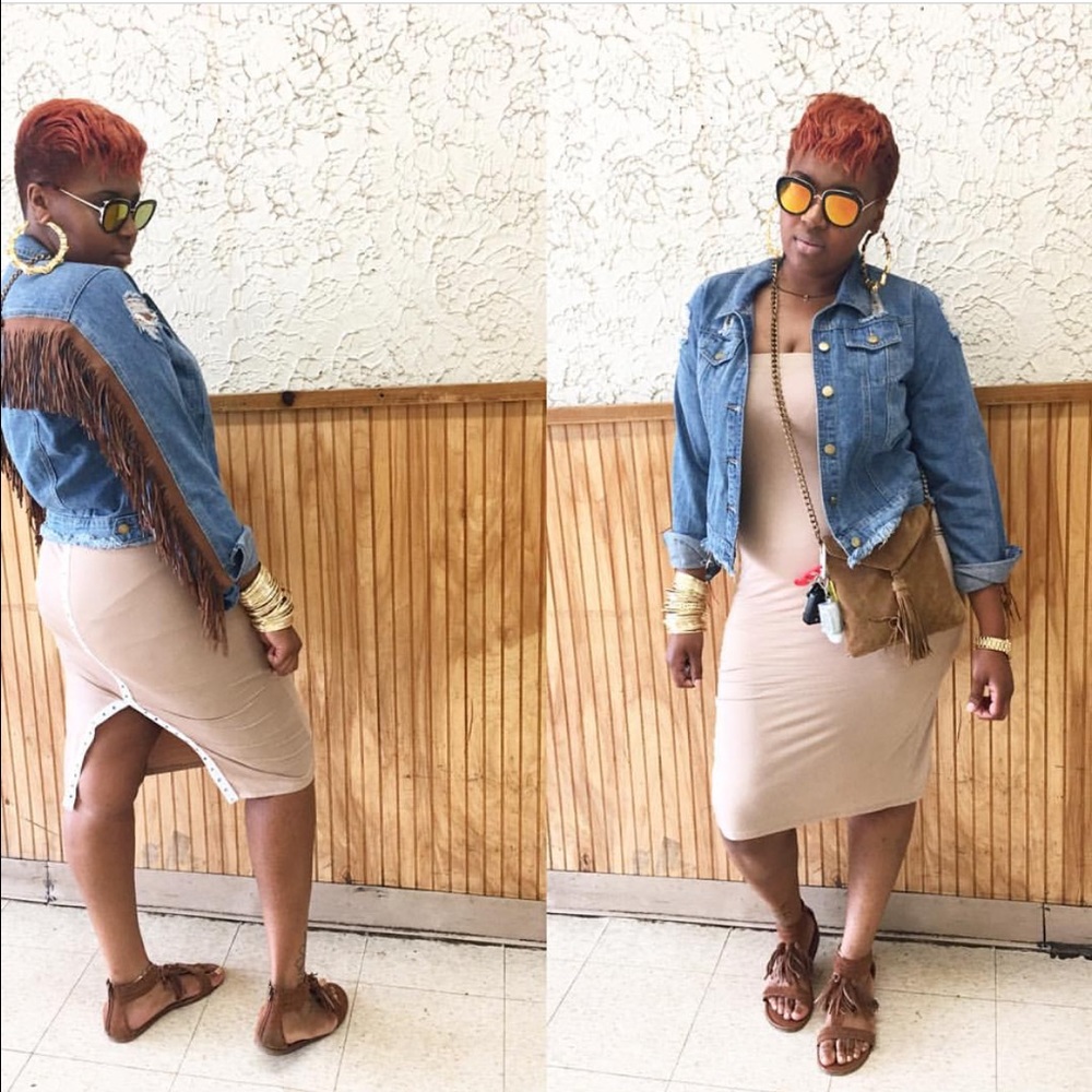 jean jacket w/ fringes