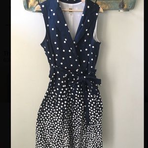 Blue with white polka dots dress