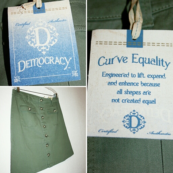 Dusty Olive Button Front A-Line Utility Skirt NWT - Picture 6 of 6