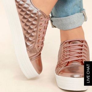 Leeloo Rose Gold Quilted Flatform Sneakers