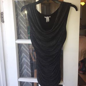 H&M black draped neck top size XS